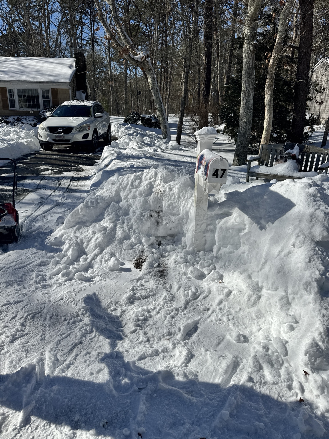 Cleared Cape Cod driveway after snowfall